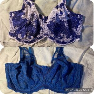 PANACHE Bras Set/Lot of 2 38F Arla Clara Blue Underwire Balconette Bra 9771,7255